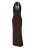 Ropa de Mujer Popular de Europa y América 2026 Otoño Nueva Moda Patchwork de Encaje Sexy con Cordones Vestido con Escote en U Espalda Descubierta Mujer