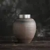 Estante de exhibición antiguo chino modelo de casa de sala de té gabinete de té adornos tetera de té tarro sellado de cerámica tetera de barro cocido juego de té