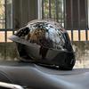 Casco de Motocicleta Certificado Orz3C para Hombres y Mujeres, Casco Integral de Doble Lente, Spoiler Personalizado de Verano, Bluetooth Cobertura Semi-Integral