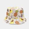 2026 Creativo Nuevo Patrón de Frutas Sombrero de Pescador Estilo Europeo y Americano Unisex para Exteriores Casual Protección Solar Sombrero para el Sol Sombrero de Cubo Reversible