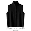 Chaleco Cardigan de Punto Versátil de Color Sólido, de Punto Trenzado, Cuello Alto Retro, Mezcla de Cachemira, de un Solo Botón