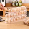 Caja de Almacenamiento de Huevos de Plástico para el Hogar Multicapa Plegable Estante para Huevos para Puerta Lateral de Refrigerador 24 Piezas Bandeja para Huevos Anticaídas Estante para Huevos