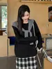 Sudadera para Mujer Estilo Coreano Holgada Hombro Caído Cuello Redondo Otoño Invierno Nueva Holgada Básica Versátil Color Sólido Manga Larga