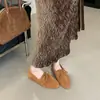 Mocasines de piel auténtica con suela blanda para mujer, nuevos mocasines planos de gamuza vintage 2024 con punta cuadrada y corte bajo