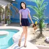 Traje de baño talla extra en stock para mujer, diseño conservador para cubrir el abdomen, adecuado para nadar, deportes y aguas termales, traje de baño de una pieza