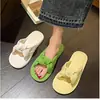 Novidade de Verão Estilo Laço Chinelos de Solado Grosso para Mulheres, Sandálias Rasteirinhas Casuais Antiderrapantes de Solado Macio, Fashion