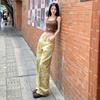 Jeans de Perna Larga Estampado Tie-Dye Vintage Feminino Nova Chegada Primavera e Verão Estilo Western Casual Versátil Calças Retas