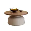 Mesa de Centro de Madera Maciza Color Crema para Sala de Estar, Adecuada para Apartamentos Pequeños, Mesa de Centro Simple Moderna de Moda, Nuevo Modelo 2025 Mesa de Centro Redonda