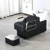 Cama de Lavar Cabelo Cinza Semi-Reclinável Personalizada com Bacia de Cerâmica para Salão de Cabeleireiro, Barbearia e Salão de Beleza