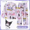 Pijama infantil de estilo coreano, lindo y pequeño de ocho chiikawa, para mujer, primavera y otoño, manga larga, ropa de casa infantil uchigika
