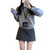 Saia Lã Lisa Estilo Coreano Linha A para Mulheres, Outono e Inverno Cintura Alta Emagrecedora Antiexposição Saia Curta, Saia Curta Bodycon Petite