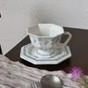 Taza de Café y Platillo Estilo Francés con Nicho de Lirio del Valle Retro, Taza para Latte, Plato de Postre, Plato de Ensalada