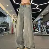 Jeans de pierna ancha tie-dye lavados para hombre, estilo American high-street, pantalones de pierna recta degradados, corte retro holgado, alargan las piernas, ligeramente acampanados