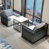 Nuevo Sofá con Asientos de Cabina Estilo Chino, Mesas y Sillas para Casa de Té, Sofá para Habitación Privada de Hotel/Casa de Huéspedes, Juego de Sofá de Hierro Forjado para Restaurante de Té, Asiento Doble