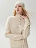 Suéter de cashmere com meio zíper, outono feminino de gola alta, modelagem solta, top de tricô de manga longa