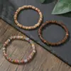 Pulsera de Madera con Cuentas Nueva Moda Europea y Americana para Hombre Tendencia Hip-hop Nicho Estilo Playa Apilada Pulsera de Piedra Natural