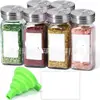 Botella de Vidrio para Condimentos de 12 Piezas Set de Acero Inoxidable Botella para Especias Tarro para Especias Poroso Pimienta Condimento 40oz