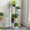 Suporte de Flores de Madeira Maciça e Ferro Layout de Sala de Estar Escada de Chão Multicamadas Rack de Armazenamento para Suculentas Varanda Suporte para Vasos de Flores