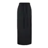 Falda de punto gris para mujer con cintura elástica, ajustada a la cadera, corte recto, holgada, casual, falda larga/falda midi versátil