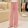 Suministro Exclusivo Transfronterizo de Pantalones de Verano para Mujer de Pierna Ancha, Cintura Alta con Lazo, Adelgazantes, Hechos de Seda de Hielo No Transparente, Populares en el Sudeste Asiático