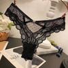 Tanga de encaje sexy para mujer, de malla jacquard, sin costuras, con puntos de ondas cruzadas, ropa interior transpirable y cómoda, pantalones de yoga para fitness