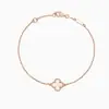 Pulsera Flor Única de Trébol de Cuatro Hojas de la Suerte de Van Gogh Pulsera de Ágata Roja y Nácar Blanco para Mujer Oro Rosa de 18 Quilates Tamaño Mini Pequeño