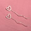 No. 9107 S999 Plata Pura Hilo Largo para Oreja con Diseño de Corazón, Cuerda para Oreja Mate Amigable con la Piel, Cadena de Oreja Hueca con Borlas, No es Necesario Quitar al Dormir