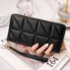Carteira Longa Feminina Diamante Estilo Coreano Novo 2024 Zíper Simples de Mão Carteira Multislots para Cartões Grande Capacidade Bolsa para Celular