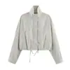 Para Comércio Exterior Europeu e Americano Transfronteiriço Roupas Femininas Aliexpress Venda Quente Casual Gola Alta Xadrez Nylon Jaqueta Solta
