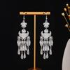 Pendientes Miao Étnicos de Borla Larga Estilo Nuevo, Pendientes Exagerados de Declaración de Moda Estilo Étnico de Plata Miao de Lujo Ligero