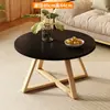 Juego de Mesa de Café Sencillo de Madera Maciza Japonesa Mesa Redonda Pequeña para Apartamento Dormitorio Mesa Auxiliar para Sofá de Sala de Estar Mesa de Té para Balcón