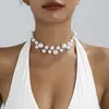 Moda Retro Elegante Transfronteriza Europea y Americana Collar de Perlas de Imitación Cadena para Clavícula Asimétrica con Cuentas para Mujer Lujo Accesible de Gama Alta