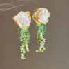 Pendientes de Borla de Semillas Dopamina de Primavera Pendientes de Botón de Lujo Ligero de Gama Alta Pendientes de Atmósfera Estilo Vacaciones para Mujer