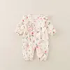 Estilo Otoñal (Doble Capa) Mameluco de niña de lunares negros con espalda cerrada Ropa para bebé infantil niños