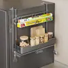 Estante de Almacenamiento para Cocina para el Lado del Refrigerador, Estante de Pared sin Taladro para Film Plástico y Condimentos, Organizador en Capas