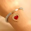 Europeo y Americano Transfronterizo Personalidad Exagerada Retro Religioso Múltiple Sagrado Corazón Colgante Collar Aretes para Mujer Diseño Plata Corazón