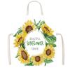 Avental de Girassol e Abelha Primavera/Verão Amazon criativo de cozinha anti-manchas com amarração no pescoço Macacão de Linho Estampado