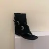 Sandalias para mujer, zapatos de plataforma súper populares, estilo de celebridad de internet, con aumento de altura interno, vibra retro, diseño tachonado, botines modernos para mujer