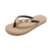 Chanclas de verano para mujer 2026 nuevo estilo francés perla strass exterior planas antideslizantes versátiles sandalias de playa