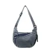 Bolso Nuevo Estilo Coreano Bolso Dumpling Femenino Vaquero Otoño Bolso Cruzado Retro Mezclilla Lavada Chica Universitaria Deportes
