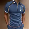 Comercio exterior transfronterizo europeo y americano patrón digital 3D para hombre solapa botón manga larga moda masculina polo estación independiente