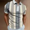 Camisa Polo Casual de Estampado Étnico de Manga Corta para Hombre Estilo Retro Transfronteriza