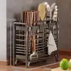 Estante de Almacenamiento para Cocina Organizador de Palillos Portapalillos Jaula para Palillos Cuchara para Cubiertos Integrado Montaje en Pared sin Perforaciones Estante Doméstico con Drenaje
