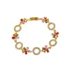 Pulsera de Flor de Circonia Multicolor de Venta Caliente Transfronteriza, Exquisita para Niñas, Círculo de Flor de Amazon, Estilo de Nicho de Lujo Ligero para Mujeres