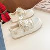 Sapatos de verão Beier em rede creme branco feminino, respiráveis, não abafam os pés, verão 2025, fundo grosso, maré branca B1635