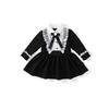 Vestido Mdd Feminino Estilo Hepburn Chic Francês 2026 Primavera e Outono Estilo Academia Infantil Gola com Acabamento em Renda