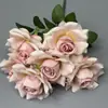 Flor Artificial Elsa Rosa de 7 Cabezas Transfronteriza Flor Artificial de un Solo Tallo Rosa Decoración de Arco para Boda Hotel Salón de Bodas Flor Falsa para Boda