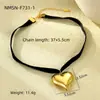 Estilo Transfronteiriço Ins Design de Nicho Aço Inoxidável Coração Corda de Cera Corrente para Clavícula Coração de Pêssego Clássico Ouro 18K Aço Titânio Colar