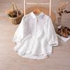 2025 Novo Estilo Camisa Casual Artística Leve Respirável Camisa Versátil para o Trabalho Artístico Top Simples Bordado Feminino Verão