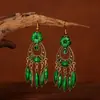 Brincos estilo étnico brincos de dança quadrada longos coloridos brincos de temperamento retrô brincos com pingente curinga atacado